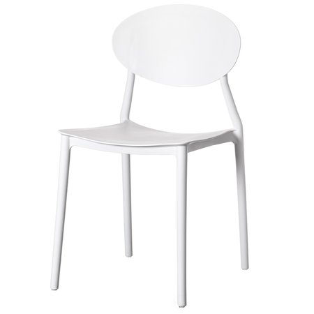 FABULAXE Modern Plastic Outdoor Dining Chair with Open Oval Back Design, White QI004226.WT